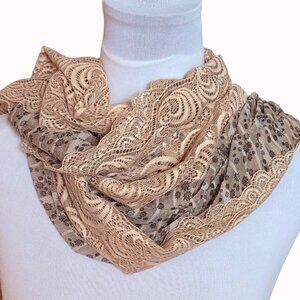 Elegant Artistic Scarf Wrap Beige Floral Chantilly Lace By Alif Creations Kuwait